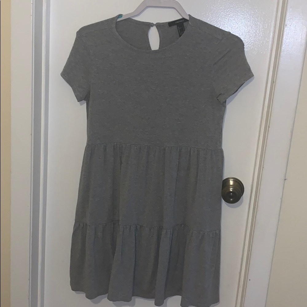 NWOT f21 gray ruffle mini tshirt dress